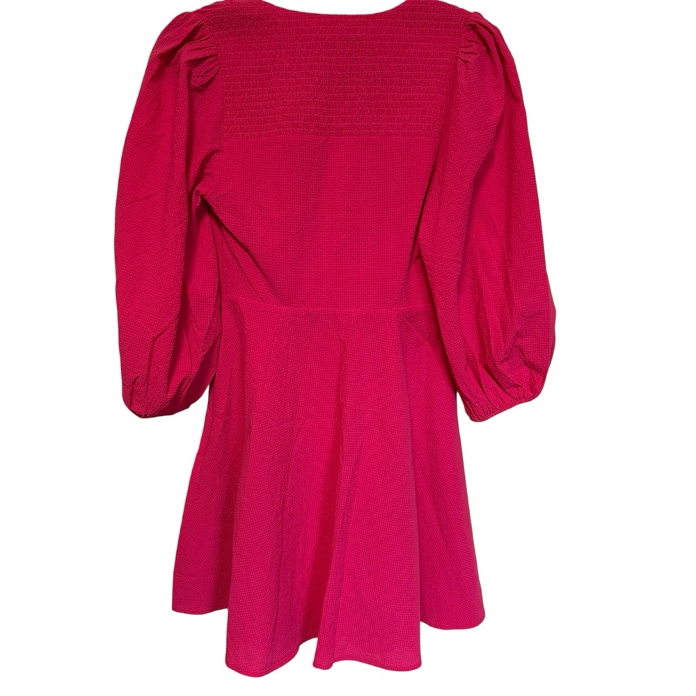 Chic Ted Baker Pink Jocelyn Seersucker Tie Front Mini Dress US size 4 NWT - Picture 6 of 10
